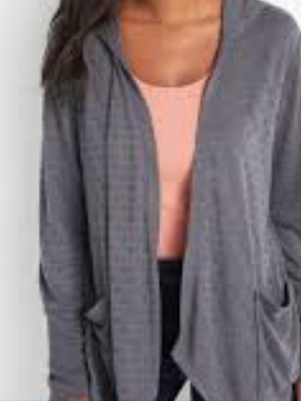Lucy L Grey Hooded Draped Women's Jacket